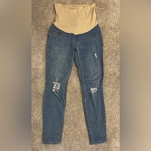 Indigo Blue Distressed Maternity Jeans